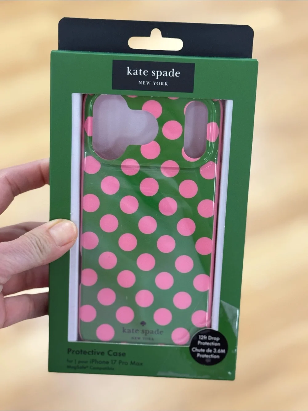 kate spade Green & Pink Polka Dot Protective Phone Case 17 pro max